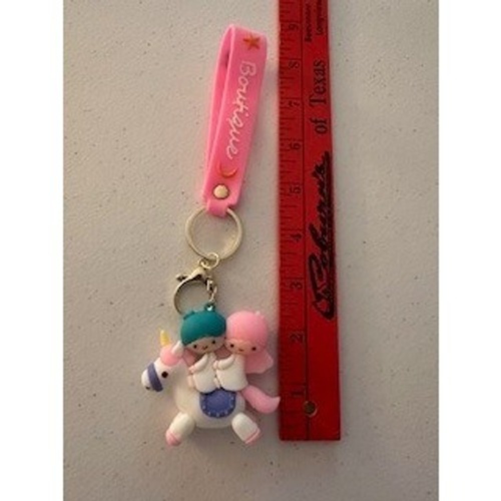 Sanrio Little Twin Stars Kiki Lala Unicorn Keychain Pink Wristlet Bag Charm